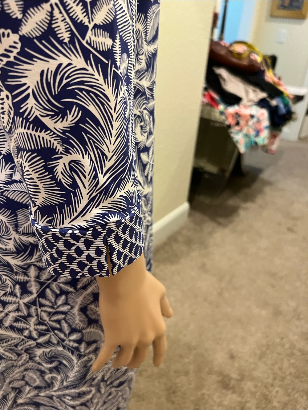 J. McLaughlin Navy & White Printed Midi Dress - Picture 5 of 7